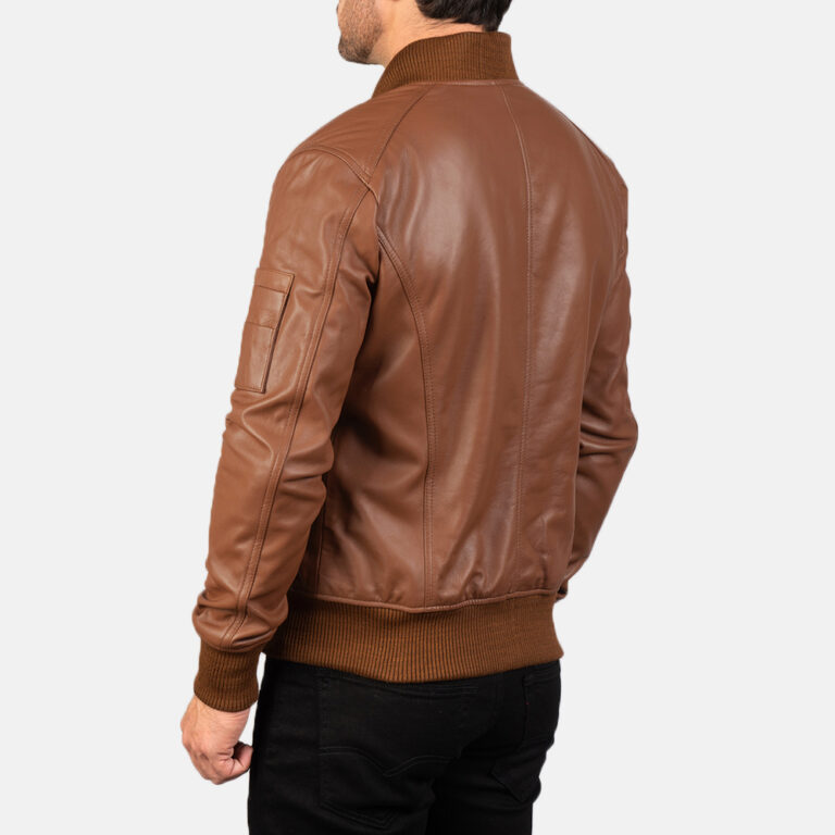 Mens Bomia Ma-1 Brown Leather Bomber Jacket7821-8-1578916201853